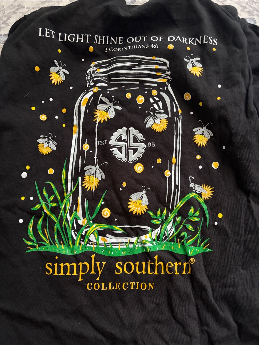 Simply Southern Black Tee with Yellow & Green Mason Jar Design - Picture 2 of 4
